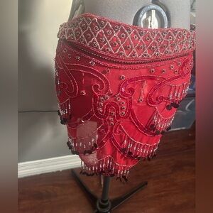 Hand Beaded Belly Dance Hip Scarf.